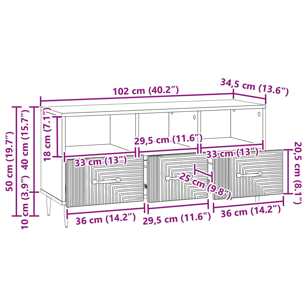 vidaXL Szafka pod telewizor Betonowy szary 102 x 34,5 x 50 cm