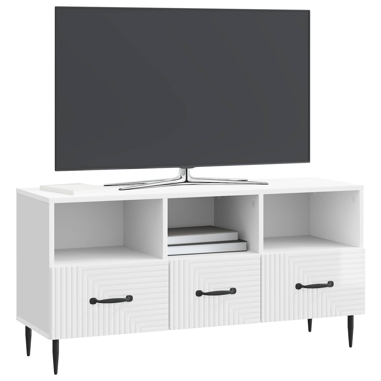 vidaXL Szafka pod telewizor Biały wysoki połysk 102 x 34,5 x 50 cm