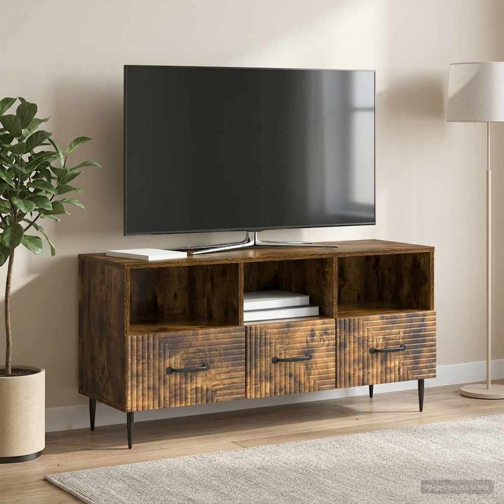 vidaXL Szafka pod telewizor z szufladą Dąb wędzony 102 x 34,5 x 50 cm
