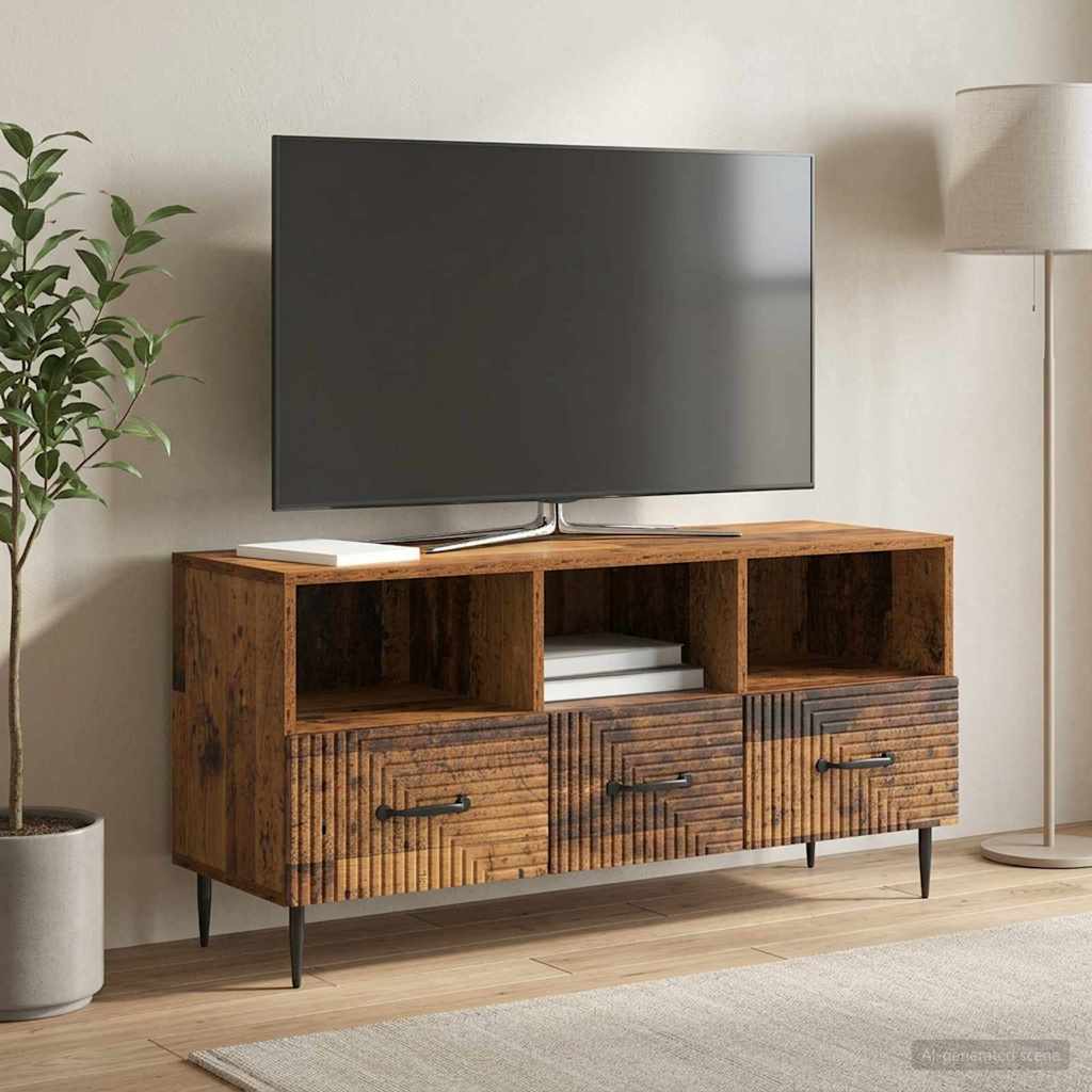 vidaXL Szafka pod telewizor z szufladą Stare drewno 102 x 34,5 x 50 cm
