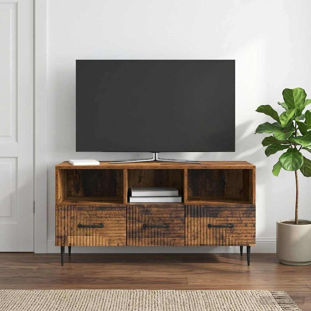 vidaXL Szafka pod telewizor z szufladą Stare drewno 102 x 34,5 x 50 cm