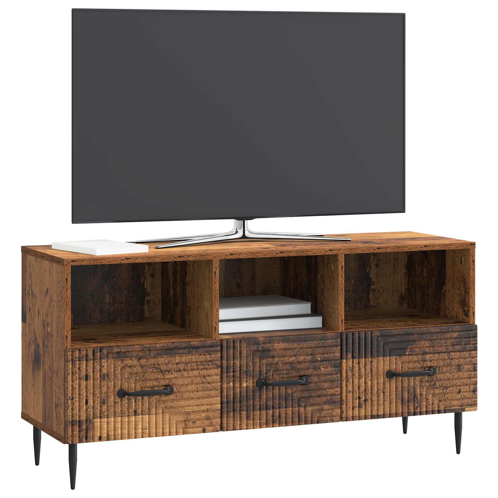 vidaXL Szafka pod telewizor z szufladą Stare drewno 102 x 34,5 x 50 cm