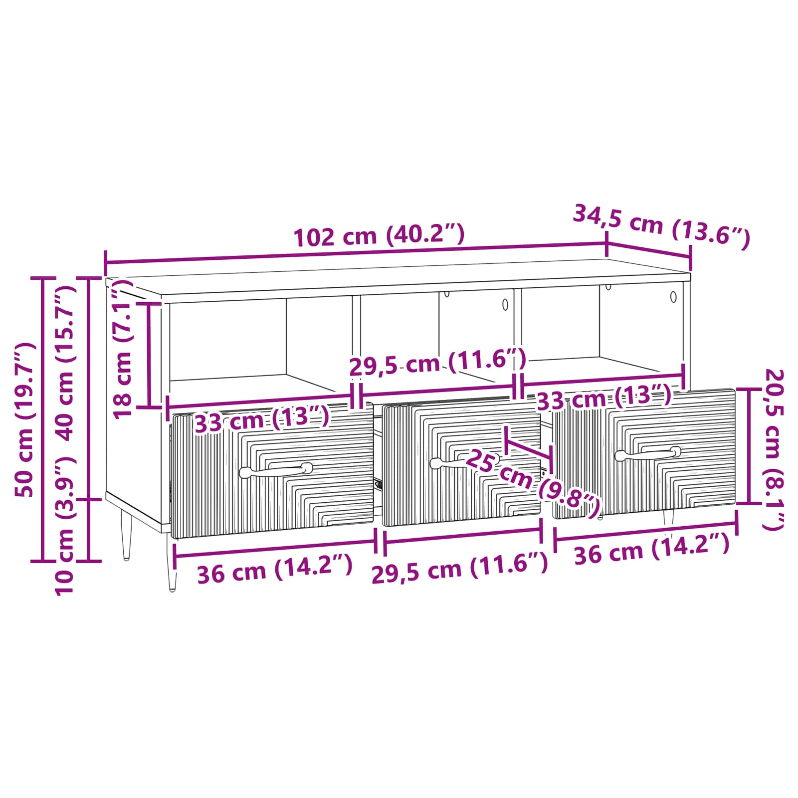 vidaXL Szafka pod telewizor z szufladą Stare drewno 102 x 34,5 x 50 cm