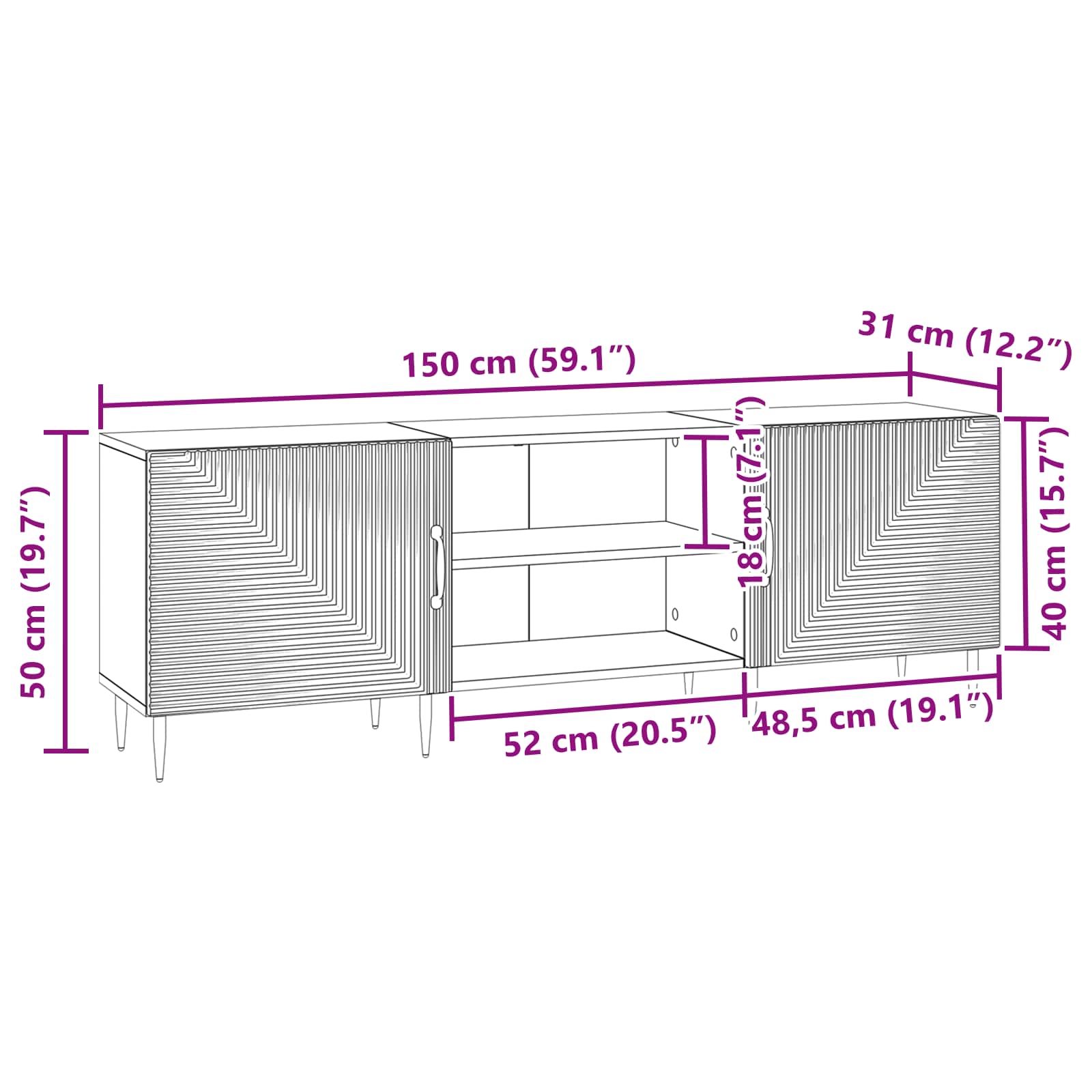 vidaXL Szafka pod telewizor Betonowy szary 150 x 31 x 50 cm