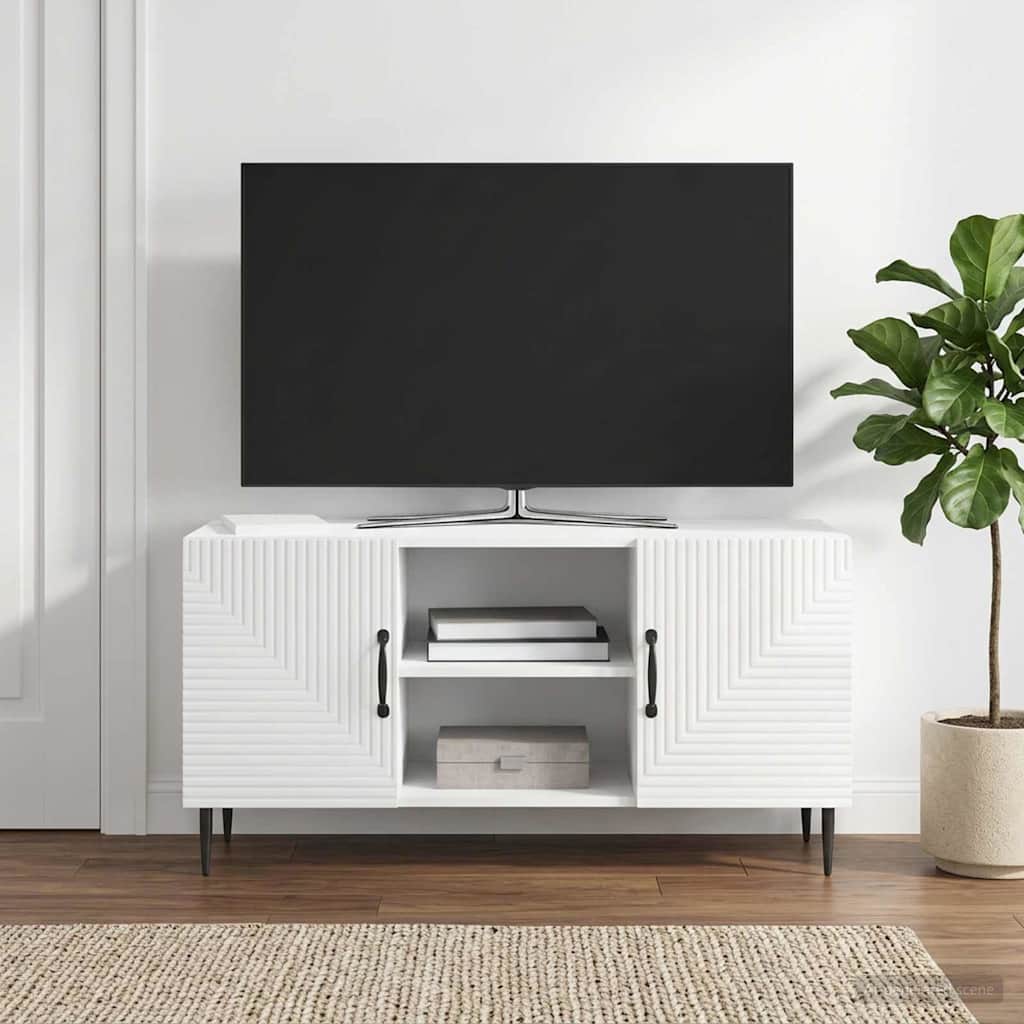 vidaXL Szafka pod telewizor Biały wysoki połysk 102 x 34,5 x 50 cm