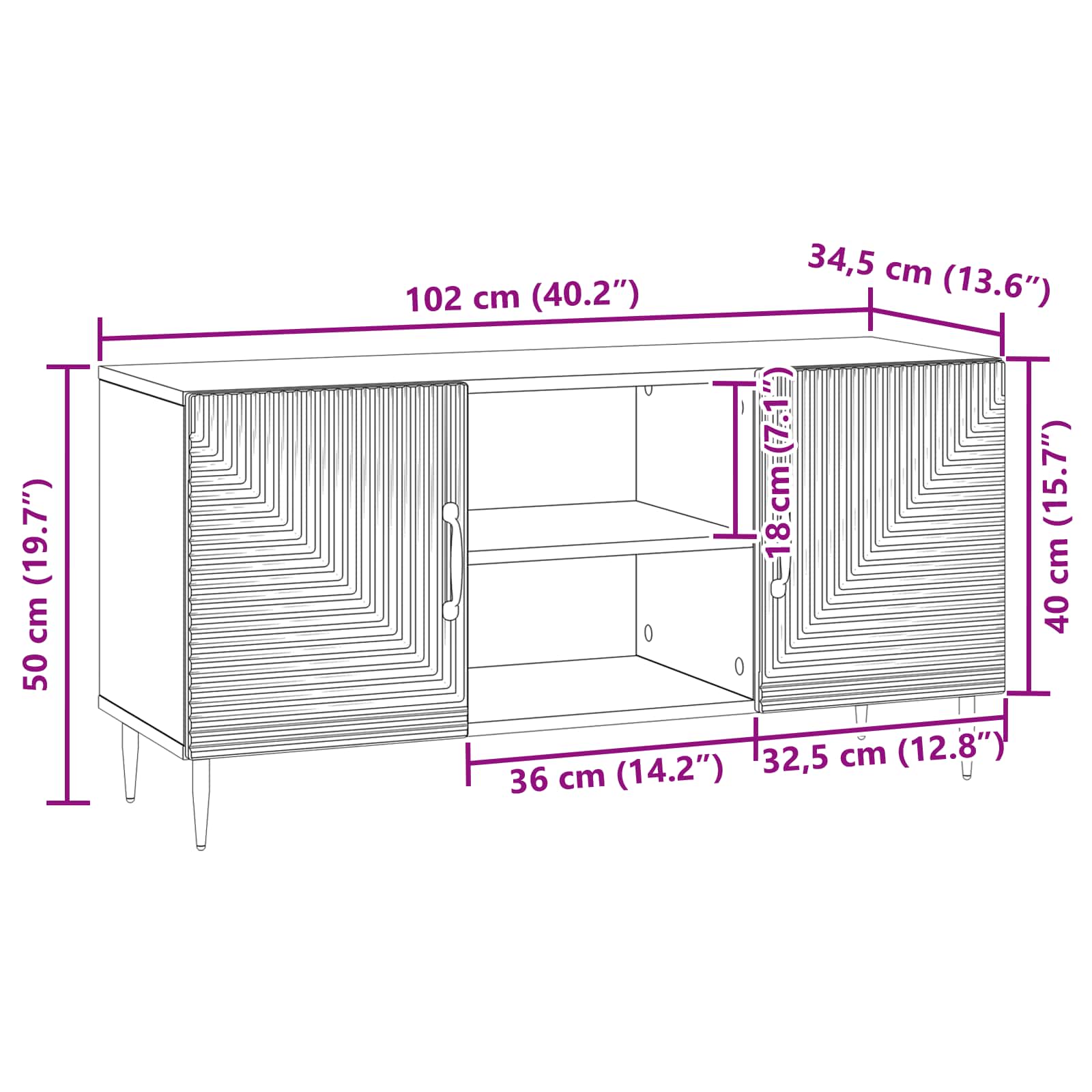 vidaXL Szafka pod telewizor Stare drewno 102 x 34,5 x 50 cm