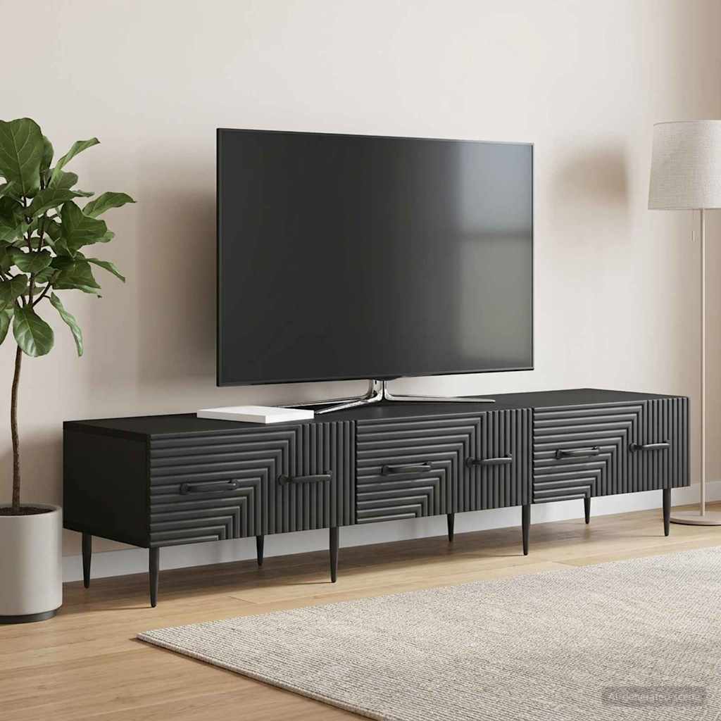 vidaXL Szafka pod telewizor z szufladą Czarny 147 x 34,5 x 30 cm