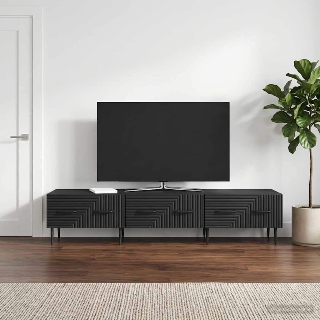 vidaXL Szafka pod telewizor z szufladą Czarny 147 x 34,5 x 30 cm