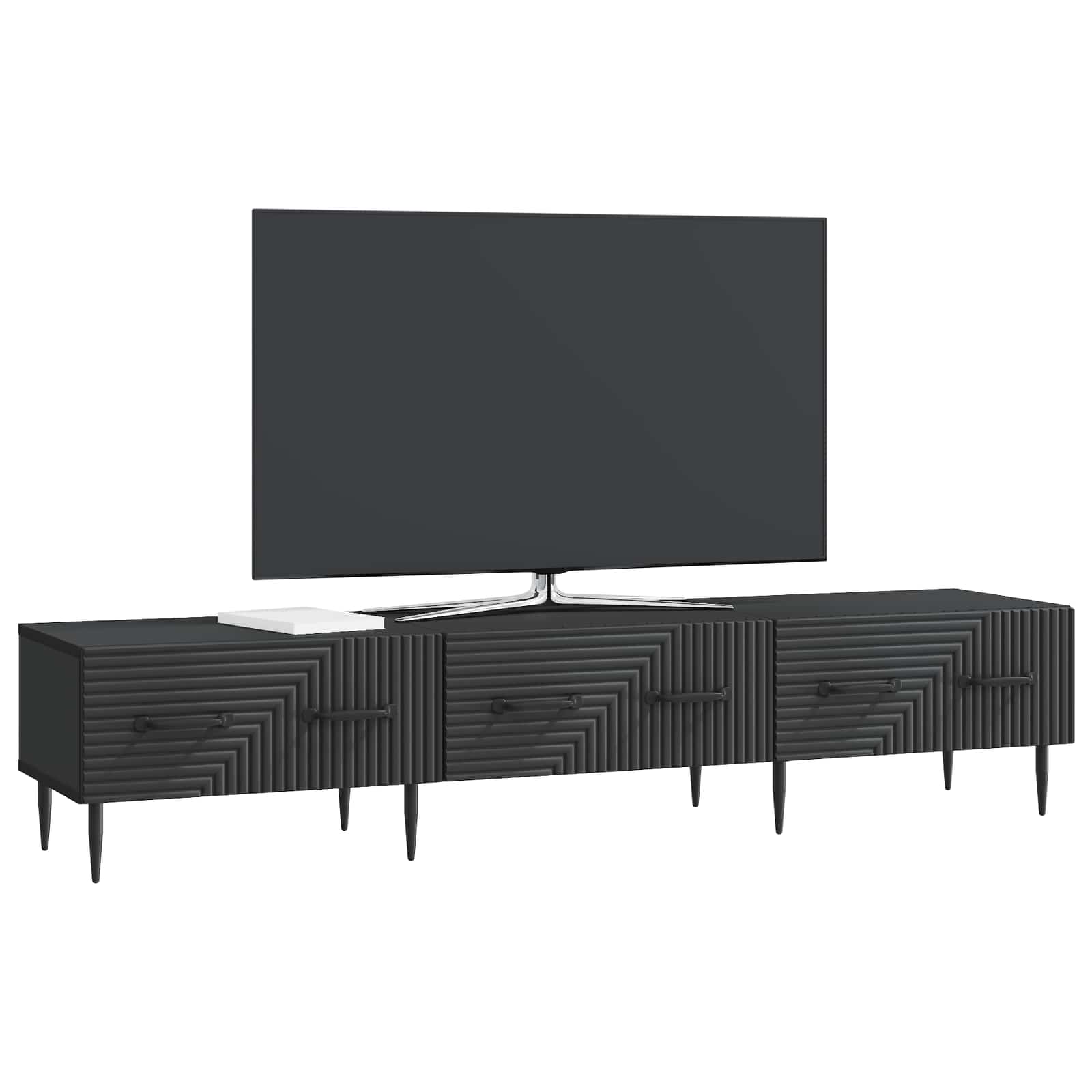 vidaXL Szafka pod telewizor z szufladą Czarny 147 x 34,5 x 30 cm
