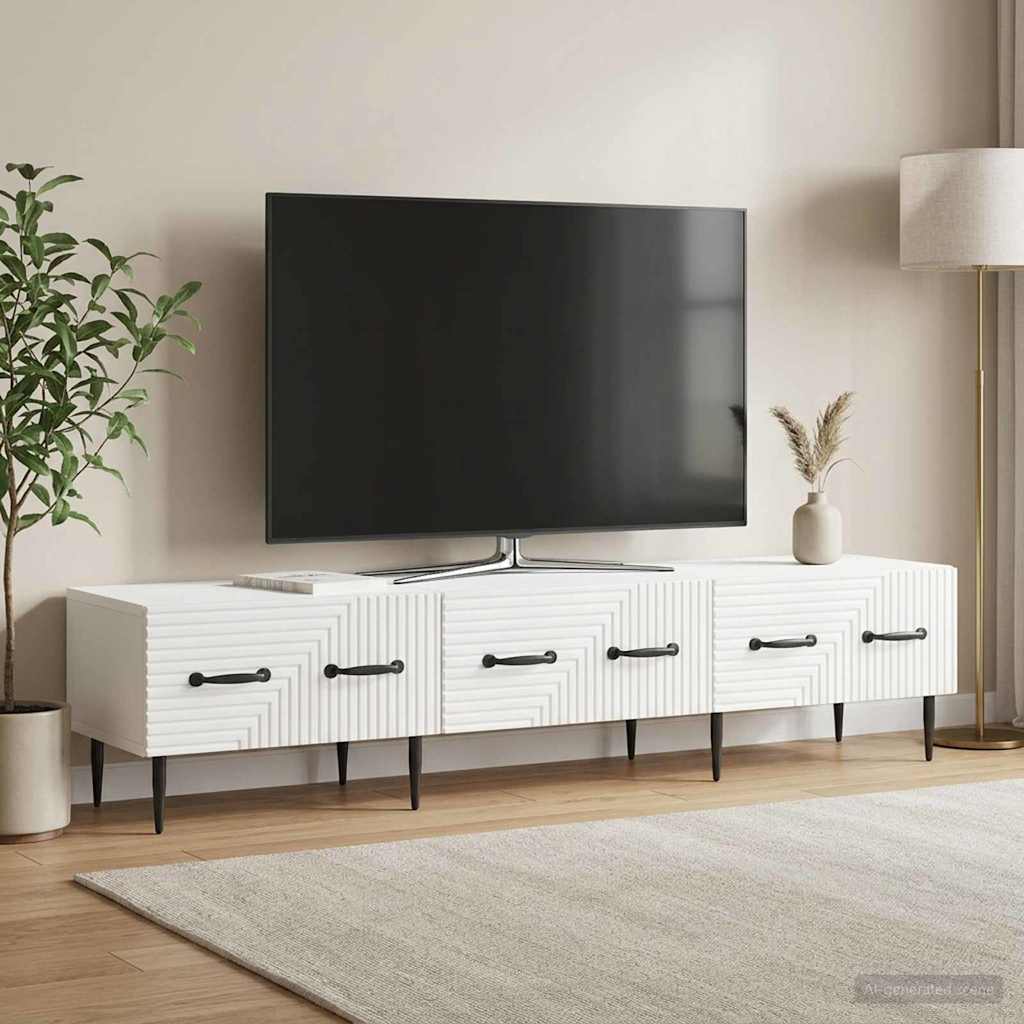 vidaXL Szafka pod telewizor Biały wysoki połysk 147 x 34,5 x 30 cm