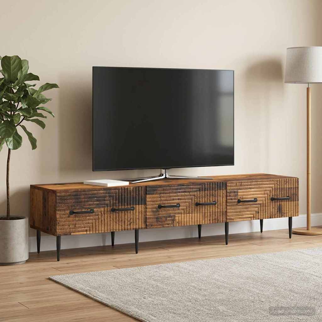 vidaXL Szafka pod telewizor z szufladą Stare drewno 147 x 34,5 x 30 cm