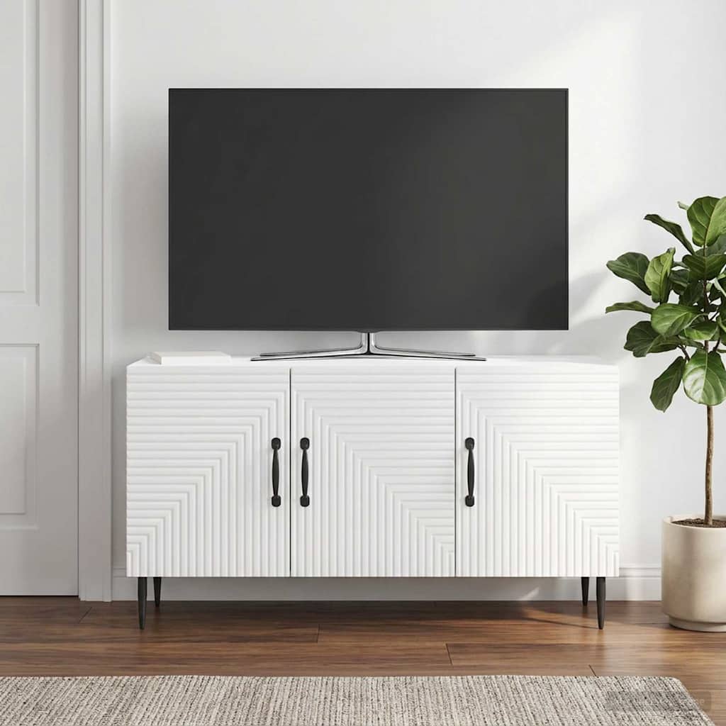 vidaXL Szafka pod telewizor Biały wysoki połysk 99 x 34,5 x 50 cm