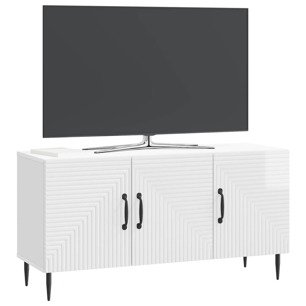 vidaXL Szafka pod telewizor Biały wysoki połysk 99 x 34,5 x 50 cm