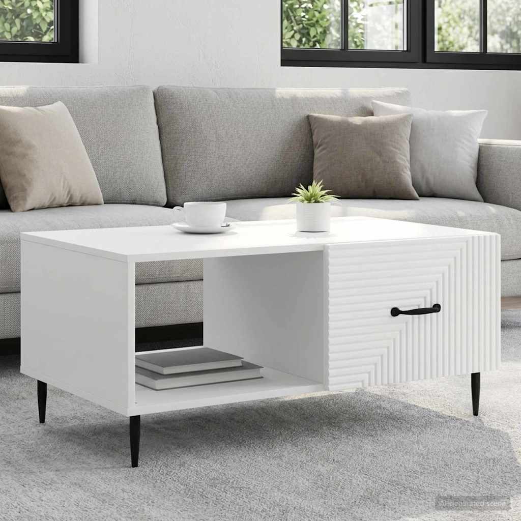 vidaXL Stolik kawowy Biały 90 x 50 x 40 cm Drewno inżynieryjne