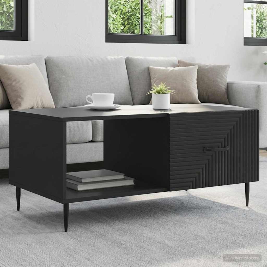 vidaXL Stolik kawowy Czarny 90 x 50 x 40 cm Drewno inżynieryjne