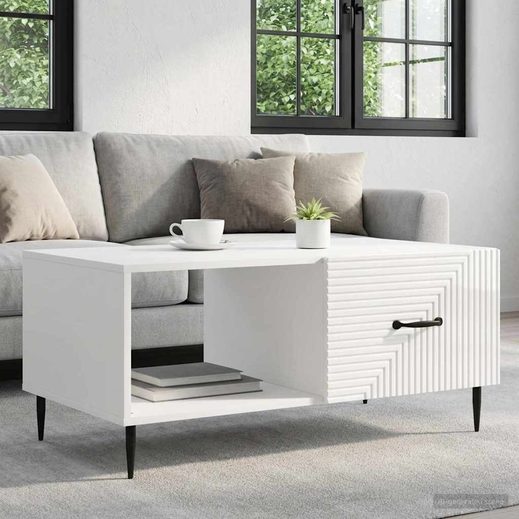 vidaXL Stolik kawowy Biały wysoki połysk 90 x 50 x 40 cm