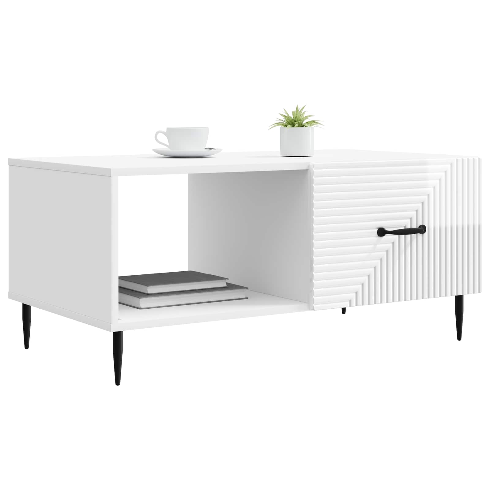 vidaXL Stolik kawowy Biały wysoki połysk 90 x 50 x 40 cm