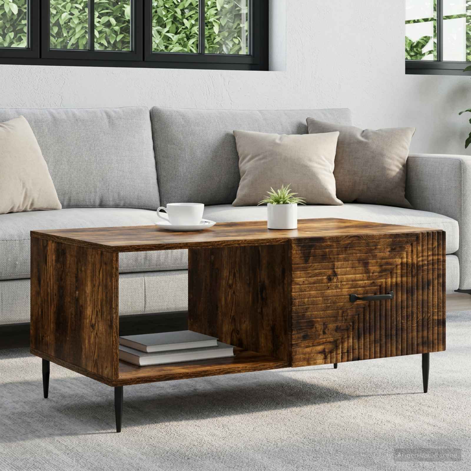 vidaXL Stolik kawowy Dąb wędzony 90 x 50 x 40 cm Drewno inżynieryjne