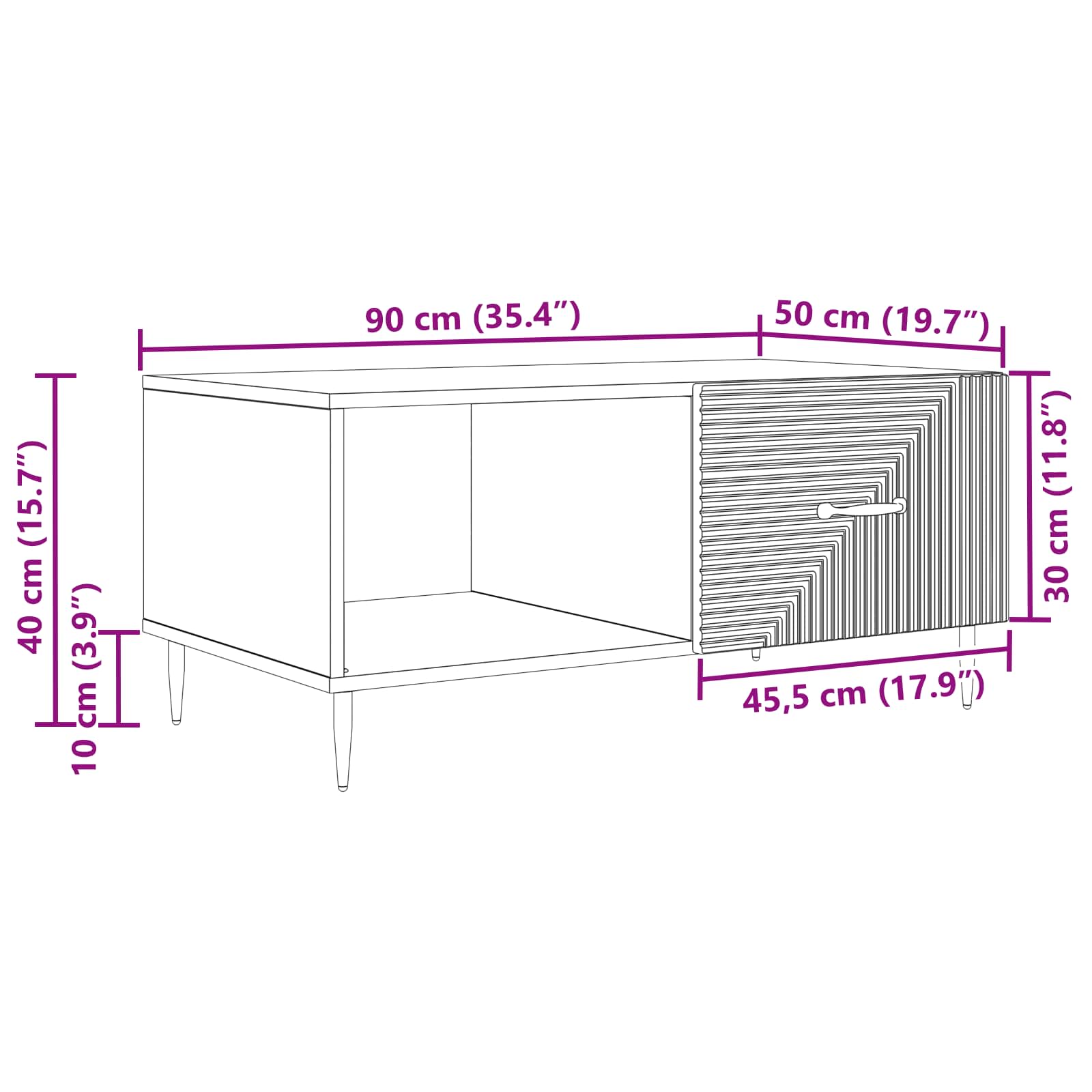 vidaXL Stolik kawowy Szary Sonoma 90 x 50 x 40 cm Drewno inżynieryjne