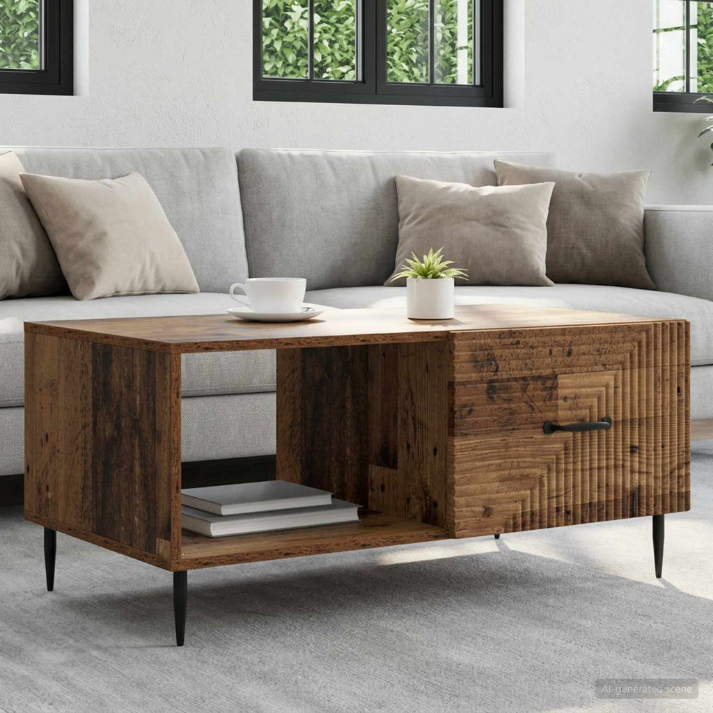 vidaXL Stolik kawowy Stare drewno 90 x 50 x 40 cm Drewno inżynieryjne