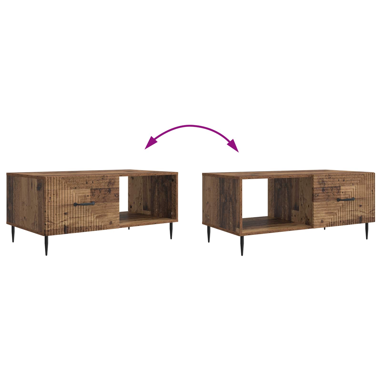 vidaXL Stolik kawowy Stare drewno 90 x 50 x 40 cm Drewno inżynieryjne