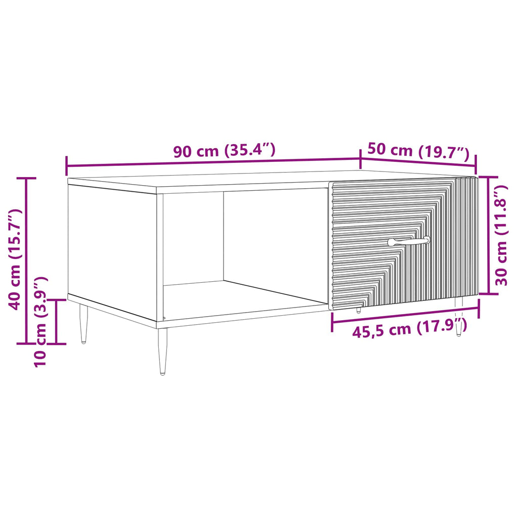 vidaXL Stolik kawowy Dąb artisan 90 x 50 x 40 cm Drewno inżynieryjne
