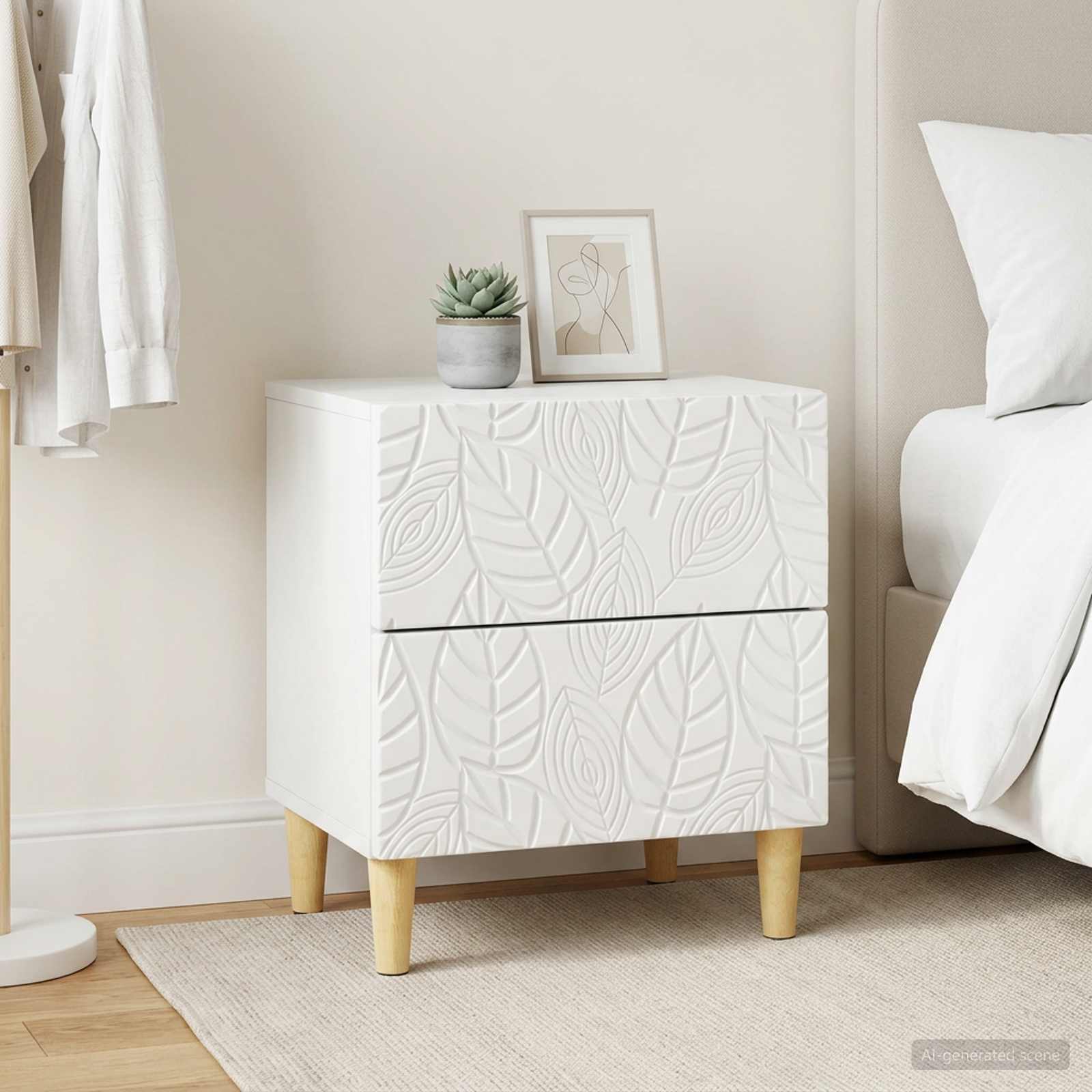 vidaXL Stolik nocny 2 szt. Biały 43 x 34,5 x 48 cm Drewno inżynieryjne