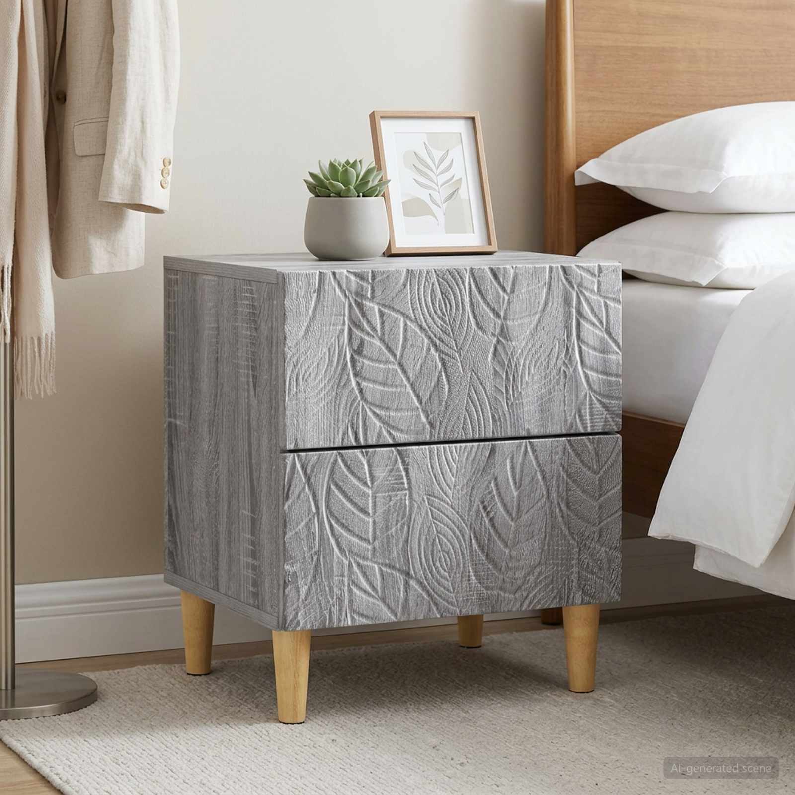 vidaXL Stolik nocny 2 szt. Szary Sonoma 43 x 34,5 x 48 cm