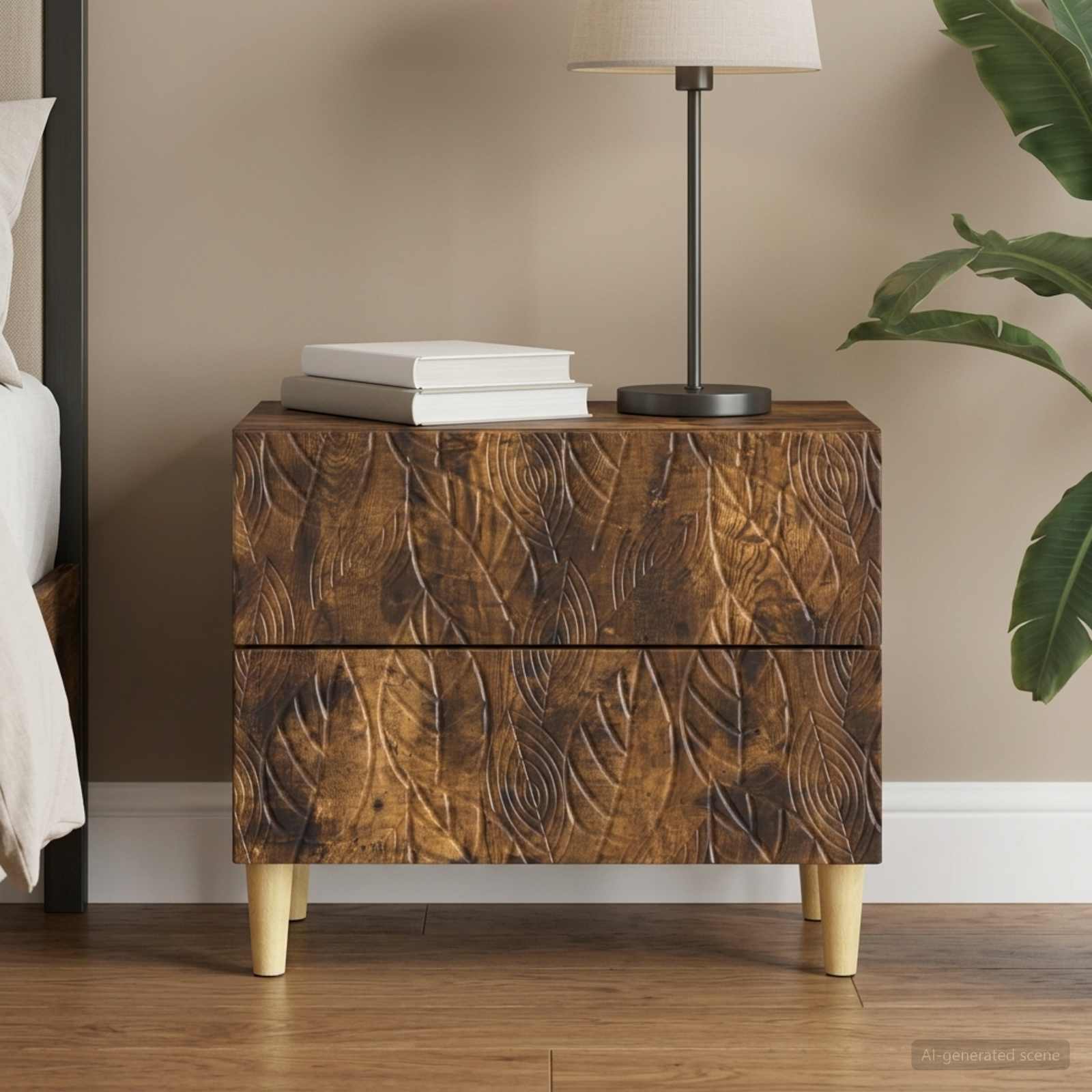 vidaXL Stolik nocny Dąb wędzony 62 x 34,5 x 48 cm Drewno inżynieryjne