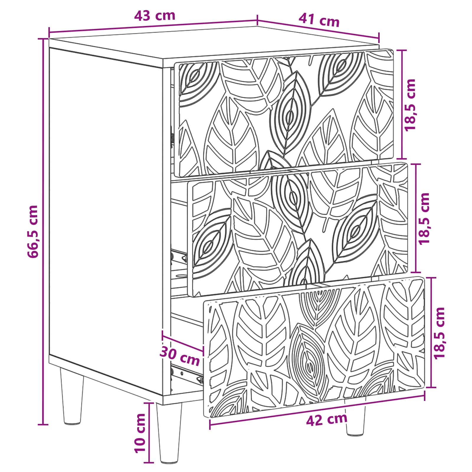 vidaXL Stolik nocny Biały wysoki połysk 43 x 39,5 x 66,5 cm