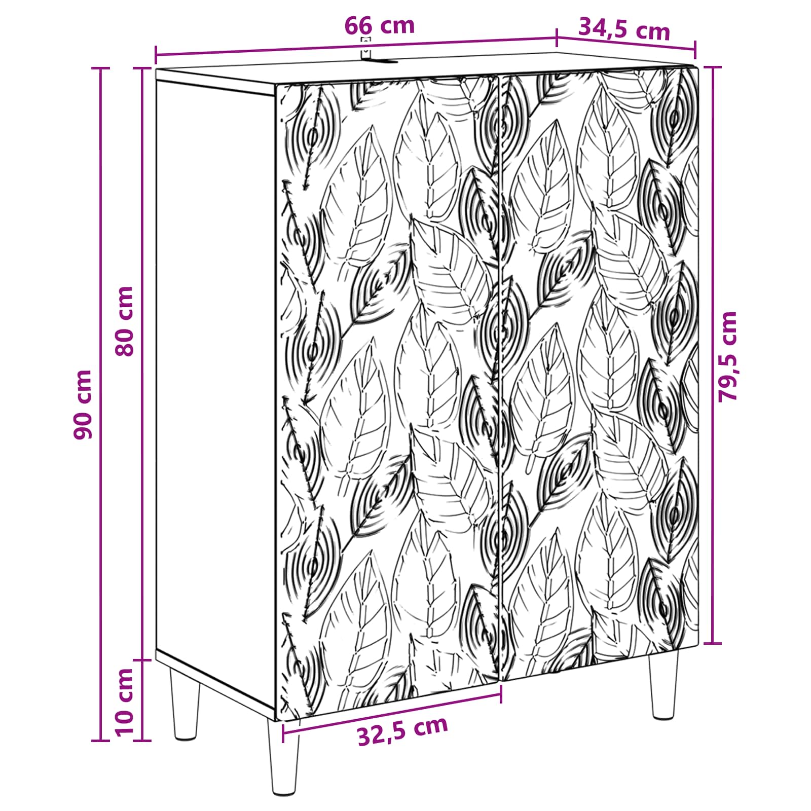 vidaXL Bufet Biały wysoki połysk 66 x 34,5 x 90 cm Drewno inżynieryjne
