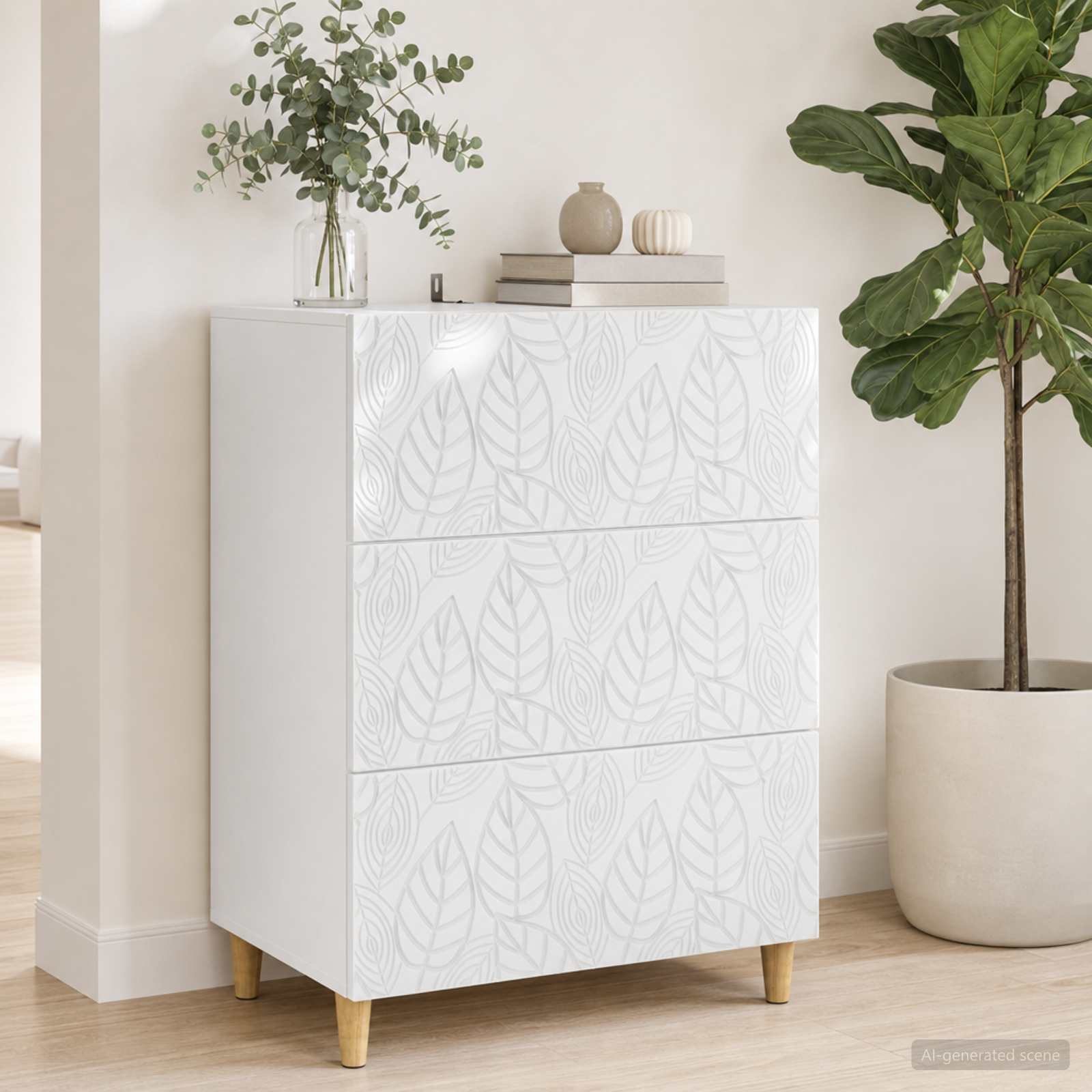 vidaXL Szafka z Szufladami Biały 66 x 34,5 x 90 cm Drewno inżynieryjne