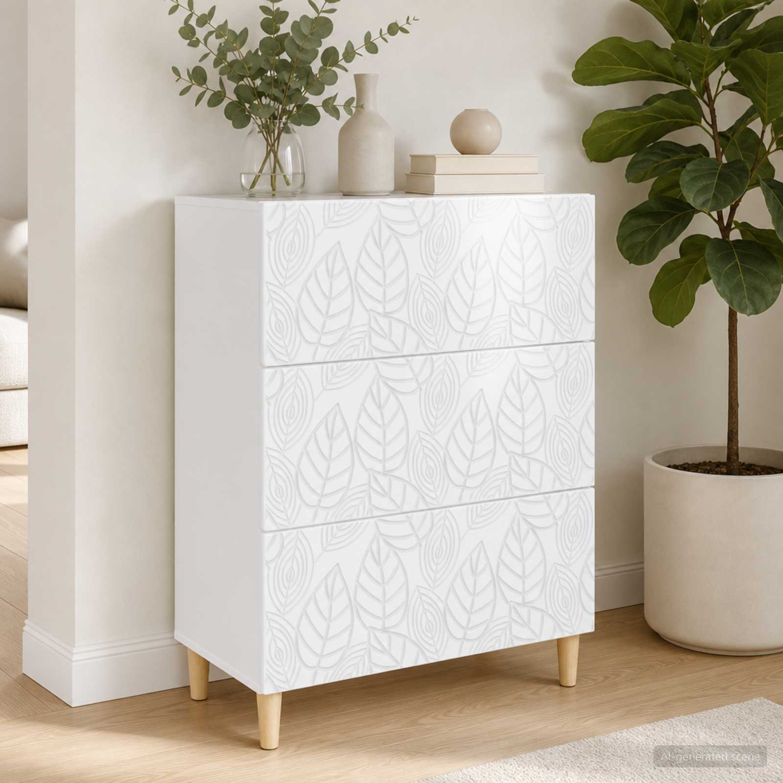 vidaXL Szafka z Szufladami Biały wysoki połysk 66 x 34,5 x 90 cm