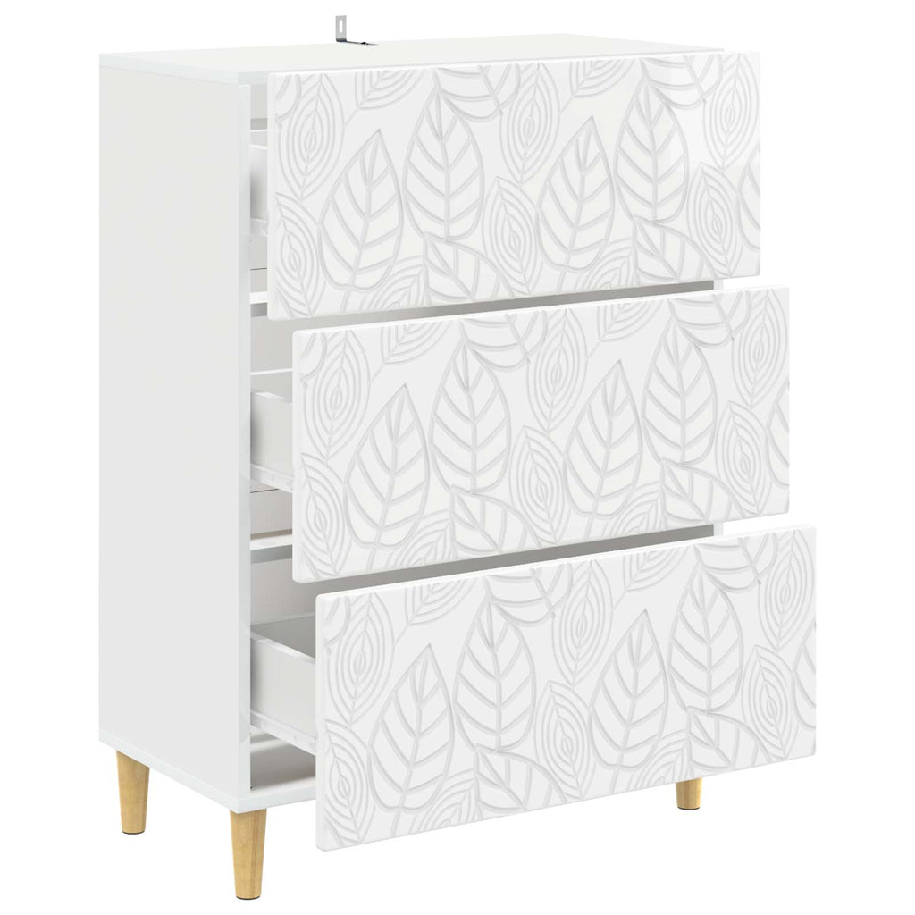 vidaXL Szafka z Szufladami Biały wysoki połysk 66 x 34,5 x 90 cm