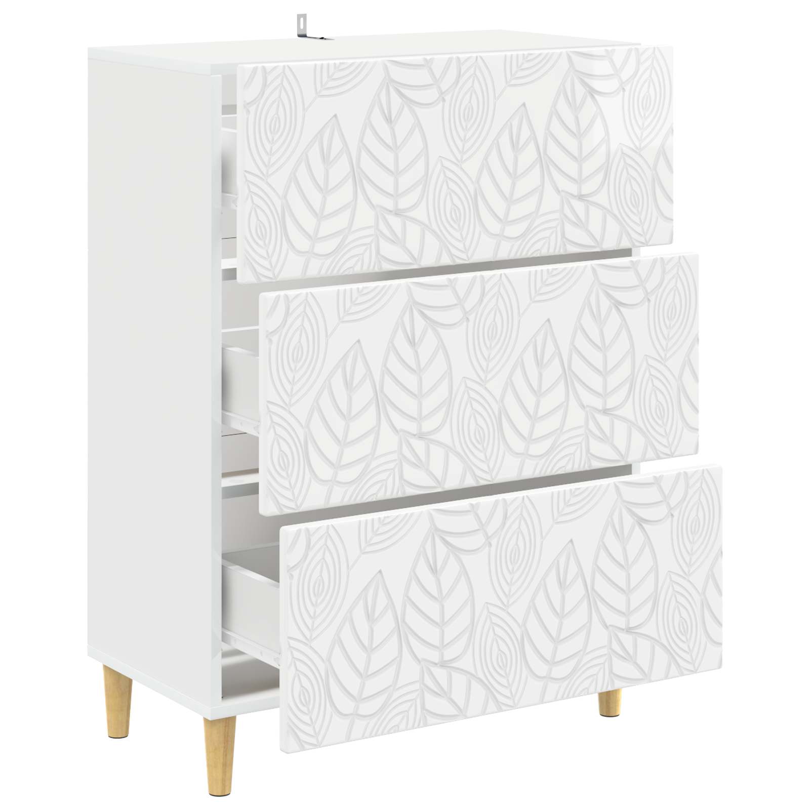 vidaXL Szafka z Szufladami Biały wysoki połysk 66 x 34,5 x 90 cm