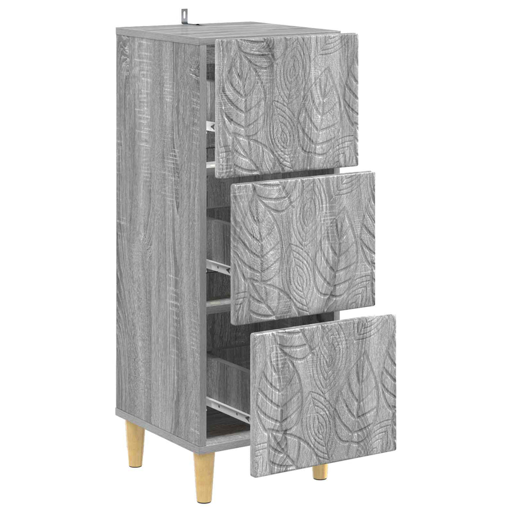 vidaXL Szafka z Szufladami Szary Sonoma 33 x 34,5 x 90 cm