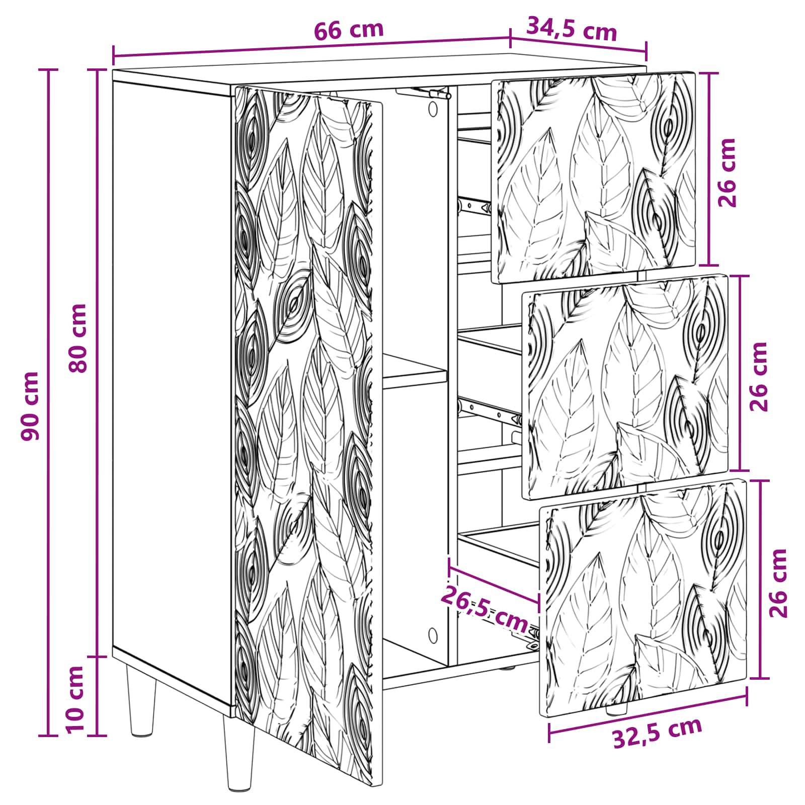 vidaXL Bufet dąb Sonoma 66 x 34,5 x 90 cm Drewno inżynieryjne