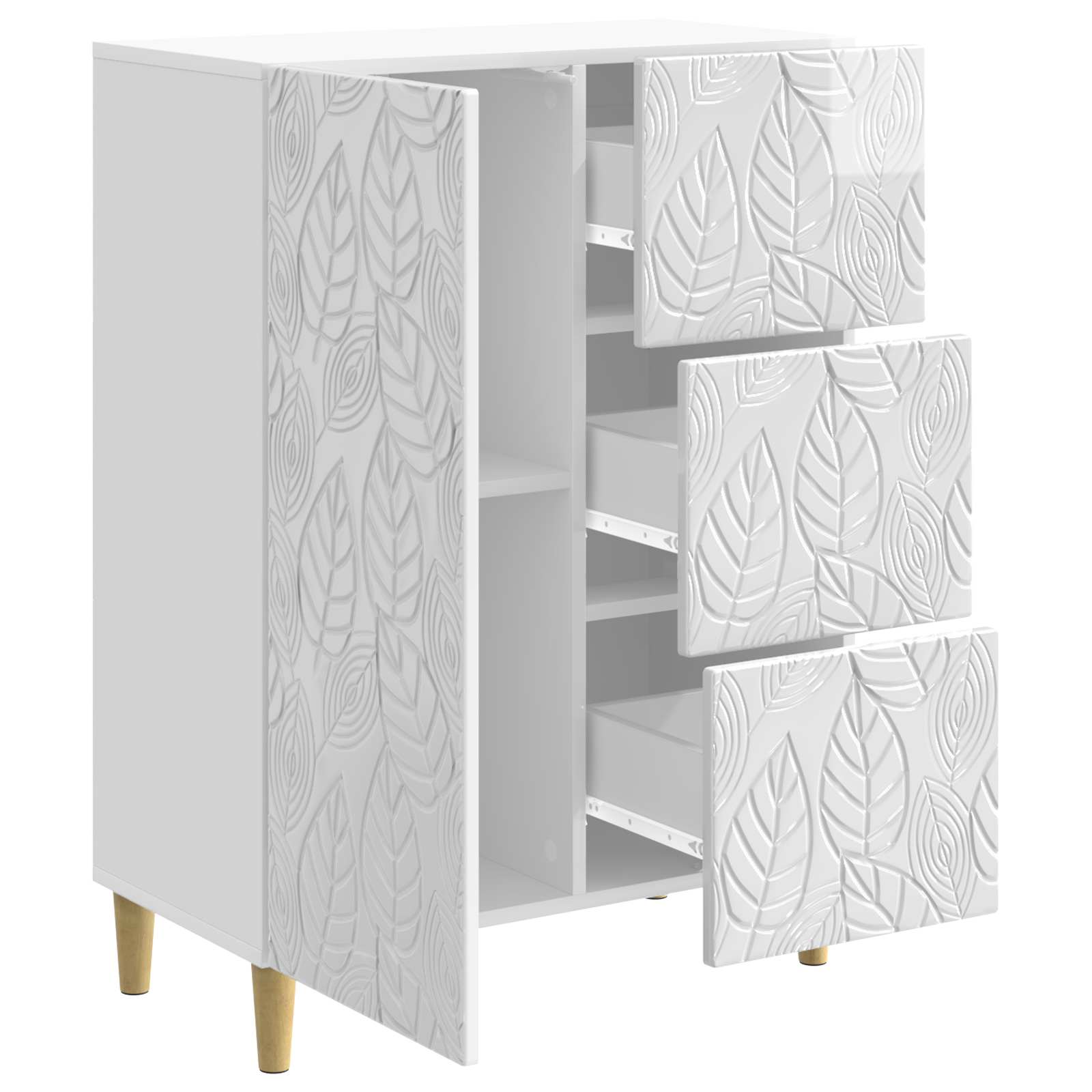 vidaXL Bufet Biały wysoki połysk 66 x 34,5 x 90 cm Drewno inżynieryjne