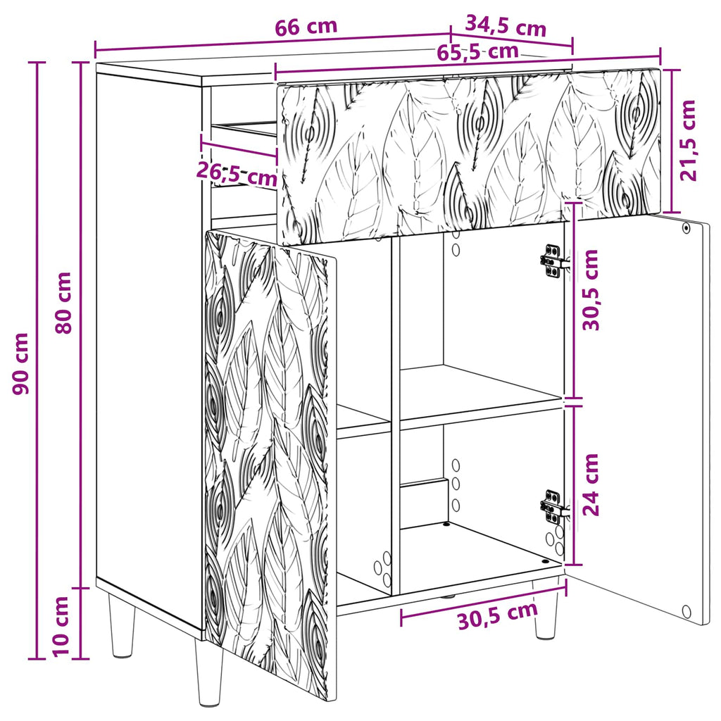 vidaXL Bufet Stare drewno 66 x 34,5 x 90 cm Drewno inżynieryjne