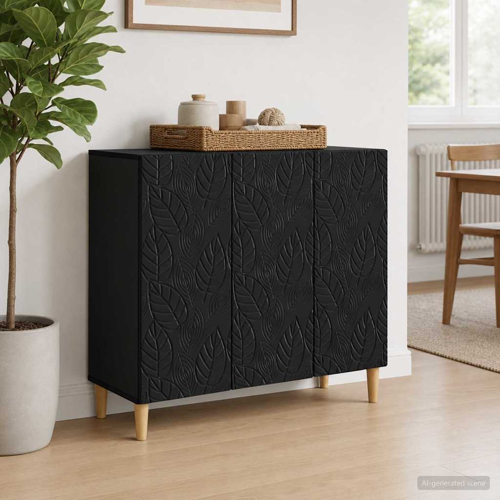 vidaXL Bufet Czarny 89 x 34,5 x 80 cm Drewno inżynieryjne