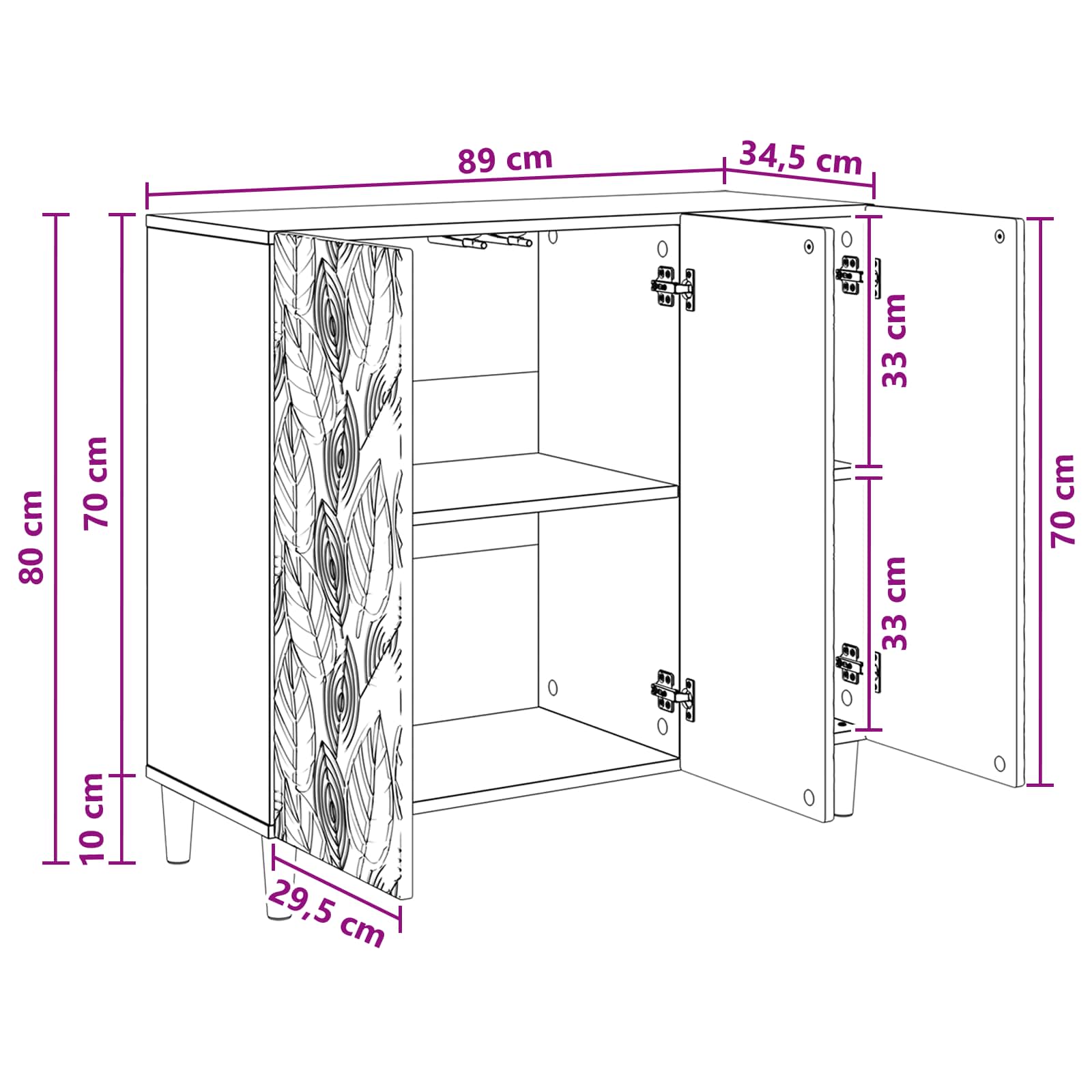 vidaXL Bufet Biały wysoki połysk 89 x 34,5 x 80 cm Drewno inżynieryjne