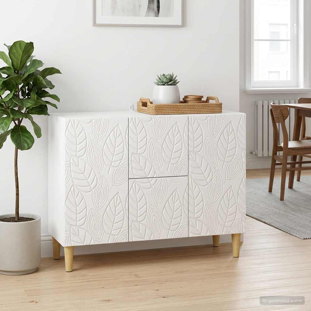 vidaXL Bufet Biały wysoki połysk 89 x 34,5 x 60 cm Drewno inżynieryjne