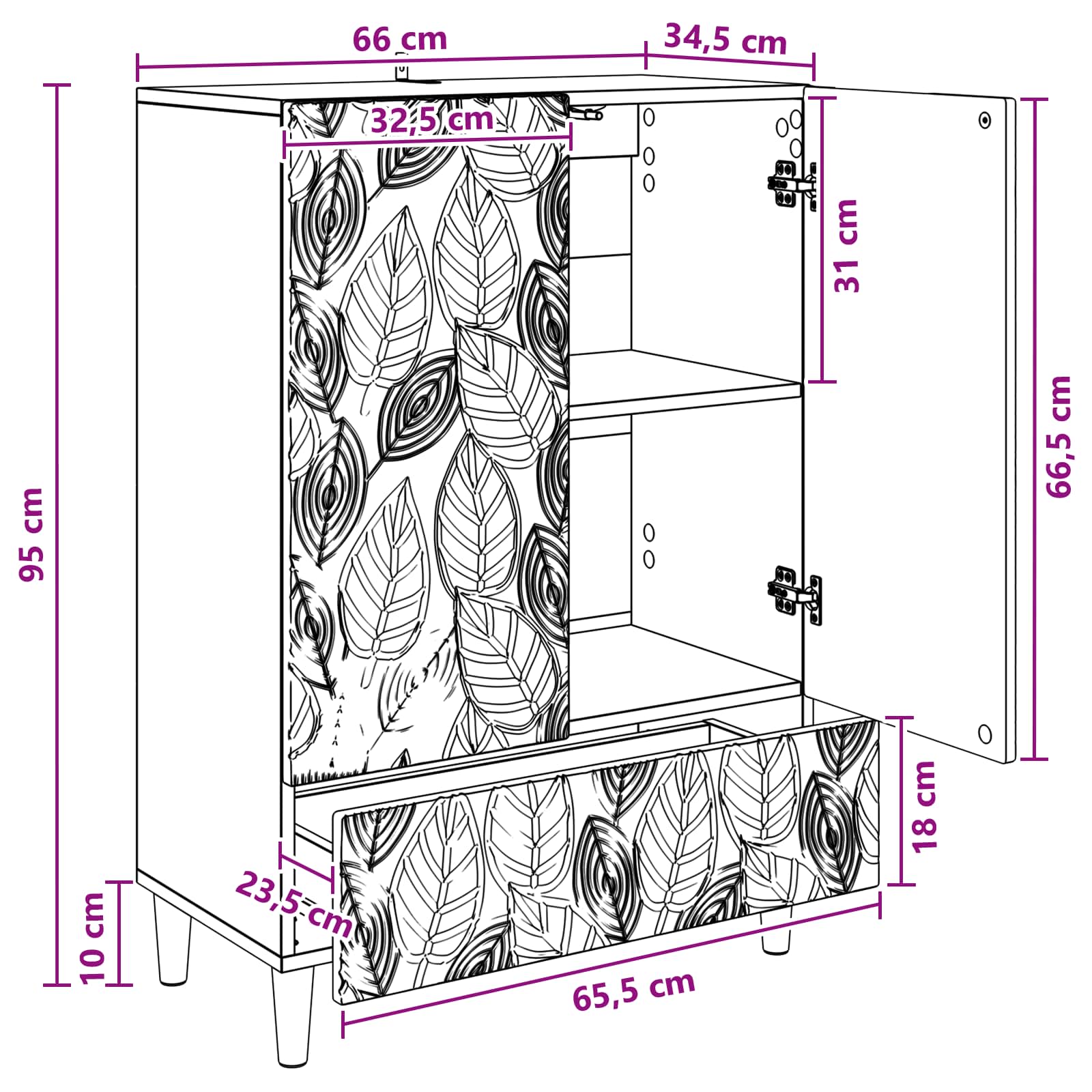vidaXL Bufet dąb Sonoma 66 x 34,5 x 95 cm Drewno inżynieryjne