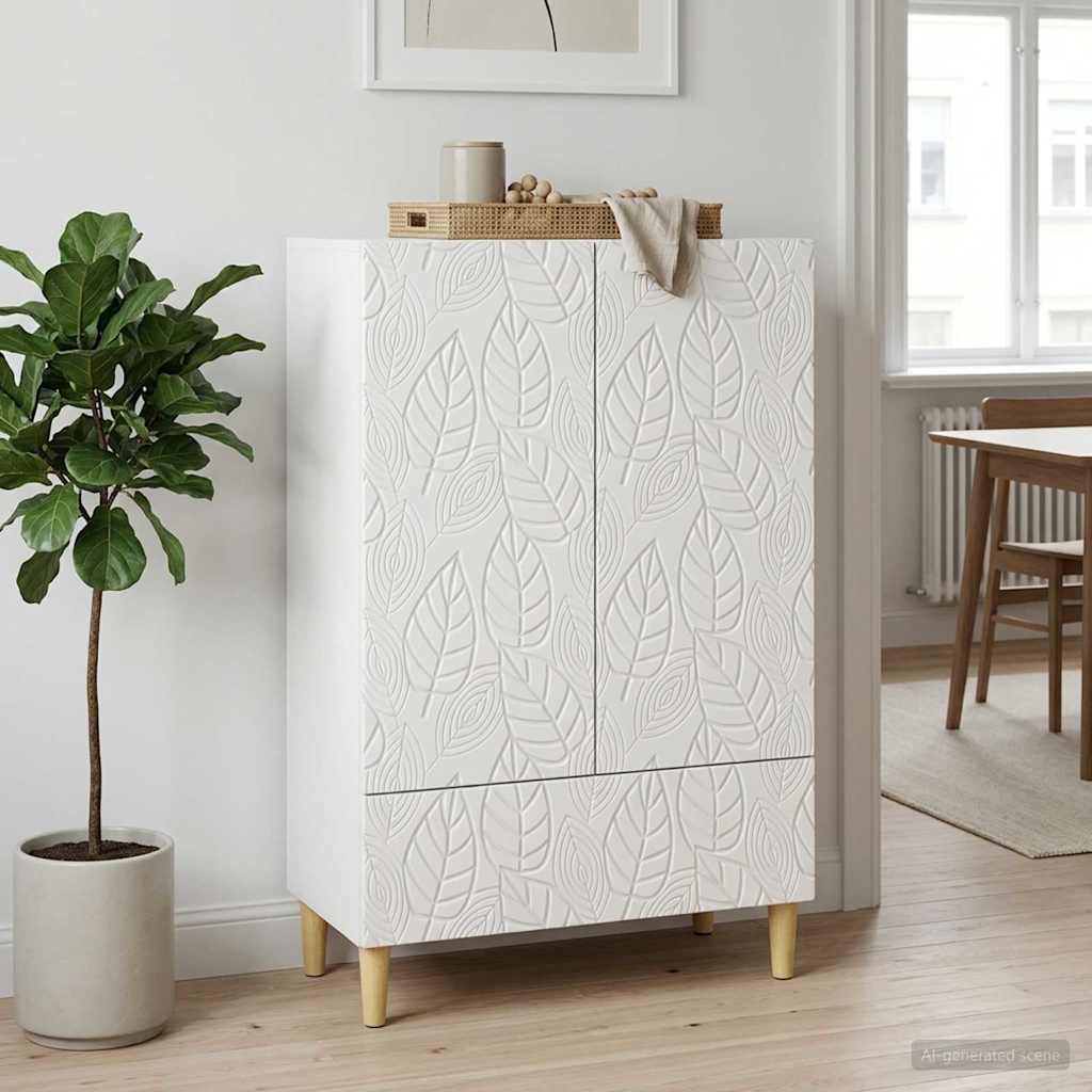 vidaXL Bufet Biały wysoki połysk 66 x 34,5 x 95 cm Drewno inżynieryjne