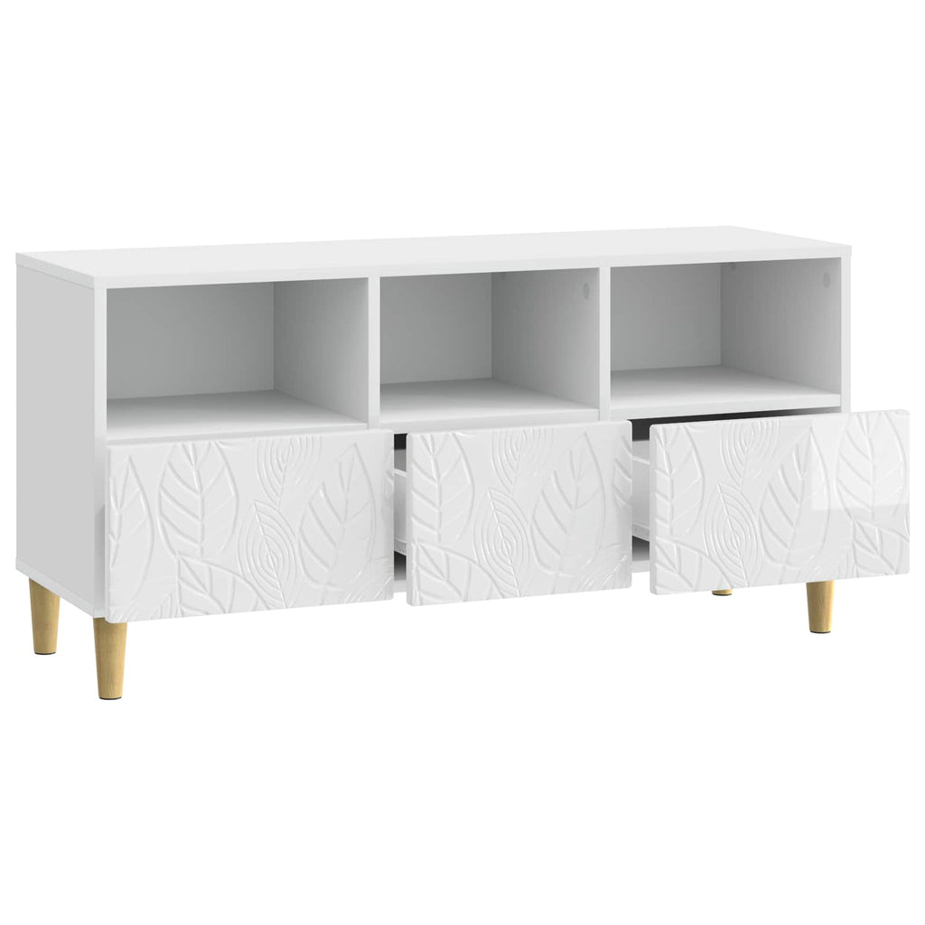 vidaXL Szafka pod telewizor 102 x 34,5 x 50 cm Biały wysoki połysk