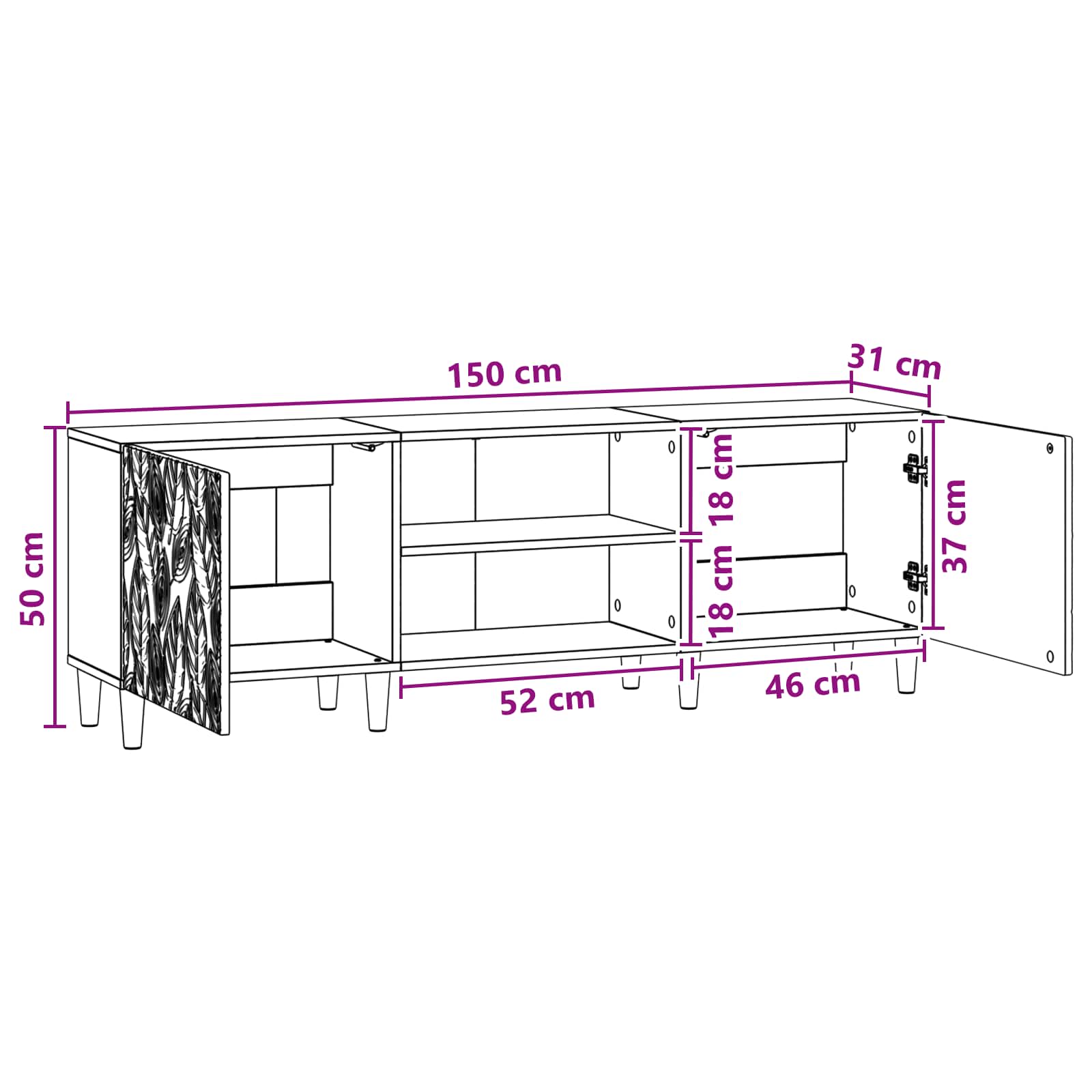 vidaXL Szafka pod telewizor 150 x 31 x 50 cm Dąb wędzony