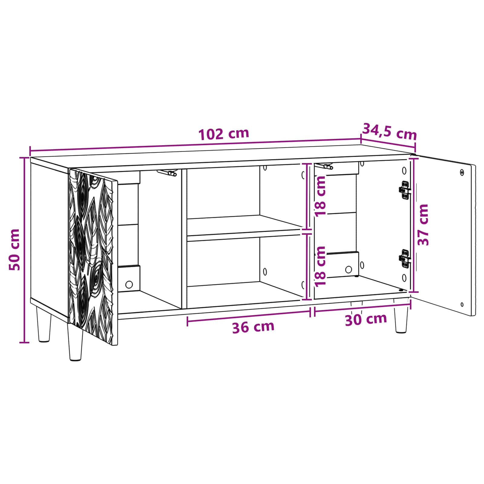vidaXL Szafka pod telewizor 102 x 34,5 x 50 cm dąb Sonoma