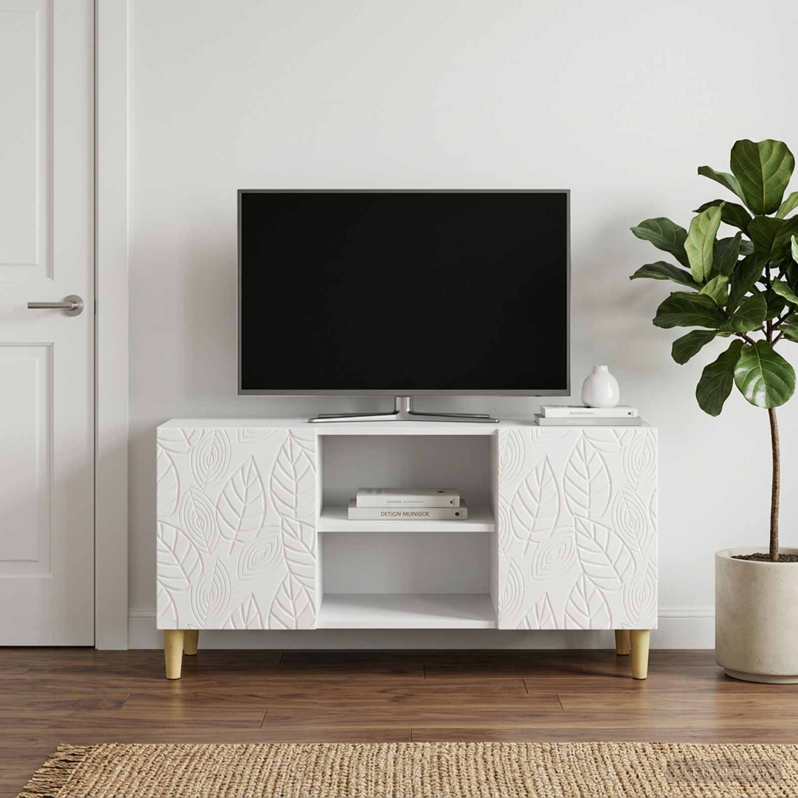 vidaXL Szafka pod telewizor 102 x 34,5 x 50 cm Biały wysoki połysk