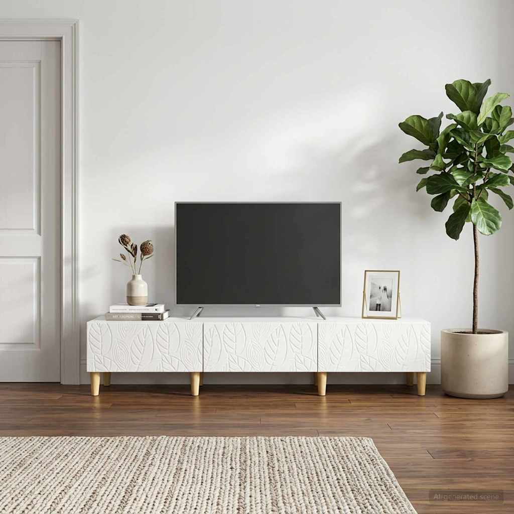 vidaXL Szafka pod telewizor 147 x 34,5 x 30 cm Biały wysoki połysk