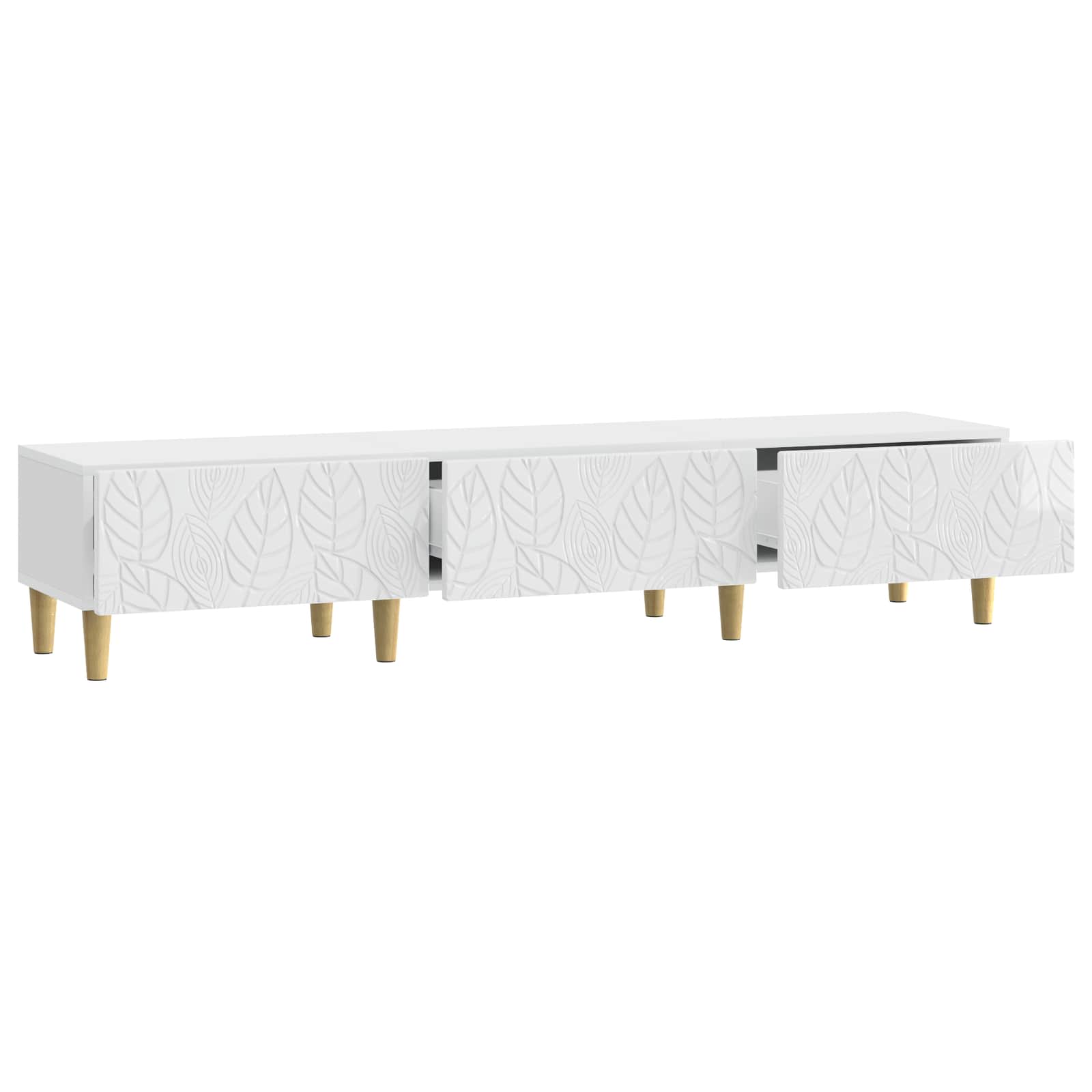 vidaXL Szafka pod telewizor 147 x 34,5 x 30 cm Biały wysoki połysk